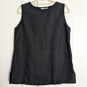 Linden Hill 100% Linen Black Sleeveless Shirt Medium